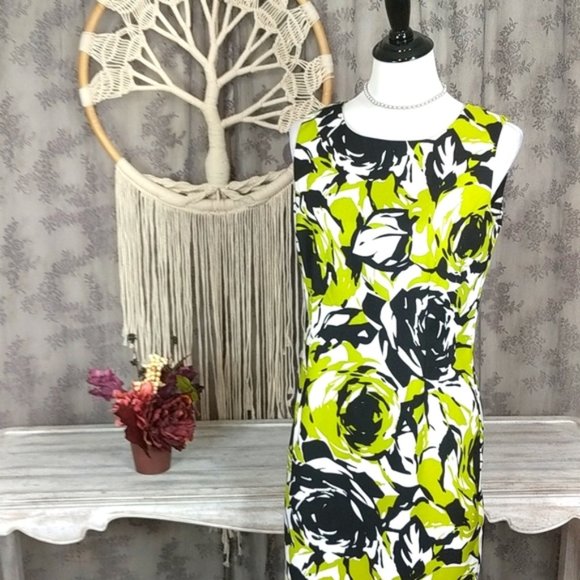 Ronni Nicole green abstract rose shift dress - Picture 1 of 11